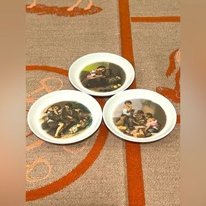 Set Of 3 Edelstein Ceramic Decorative Small Plates Made in Bavaria Germany